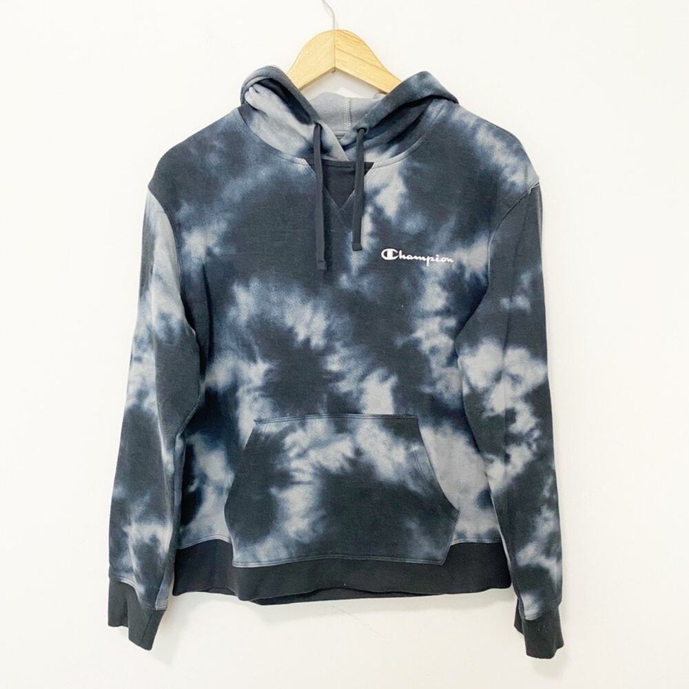 Champion Gray Tie Dye Hoodie Sweatshirt Size Medium
